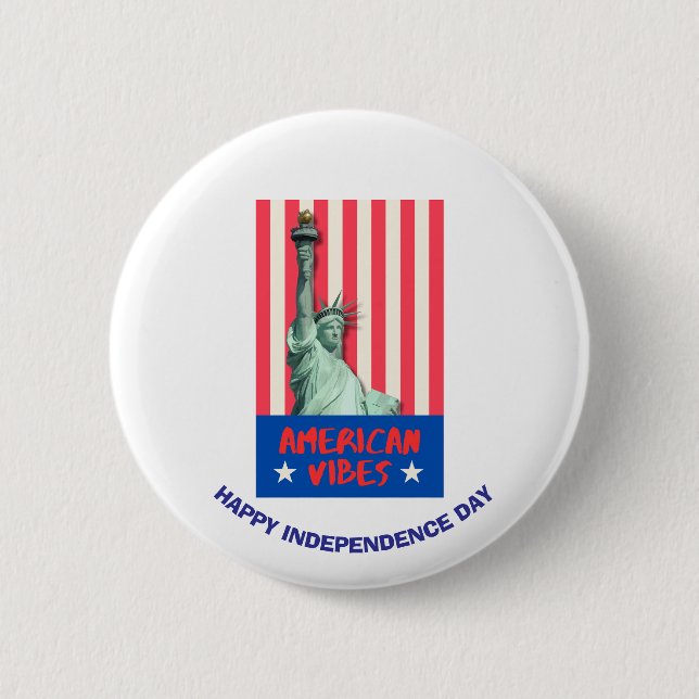 "American Vibes" Statue Liberty Red Stripes Custom Button (Vorderseite)
