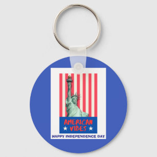 "American Vibes" Statue Liberty Red Stripes Custom Schlüsselanhänger