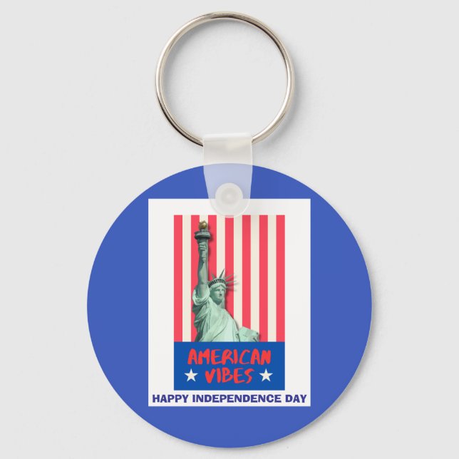 "American Vibes" Statue Liberty Red Stripes Custom Schlüsselanhänger (Vorderseite)
