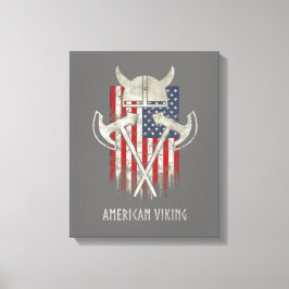 American Viking. Flag, Not, Helm, Ax Leinwanddruck