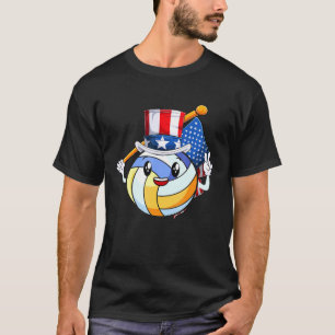 American Volleyball Fan 4. Juli Uncle Sam Usa T-Shirt