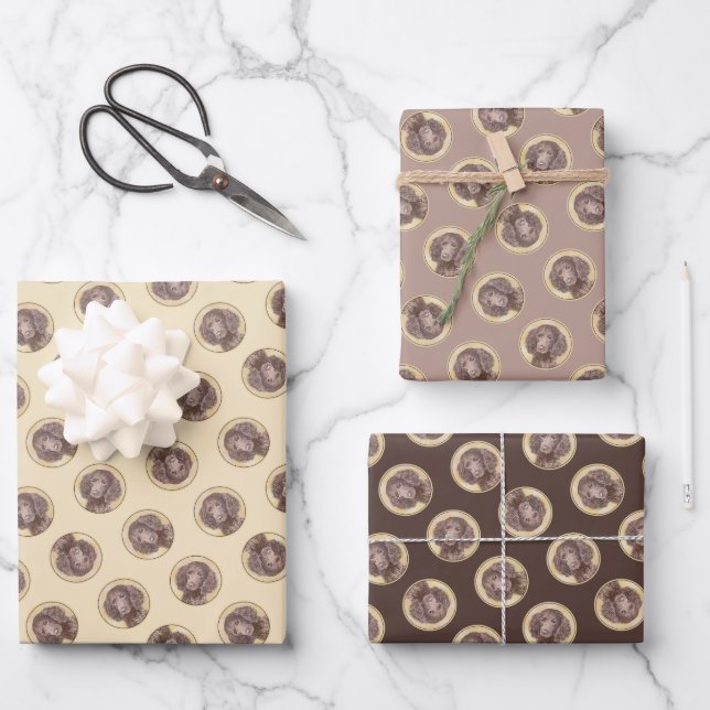 American Water Spanel Malerei Original Dog Art Geschenkpapier Set (Vorderseite)