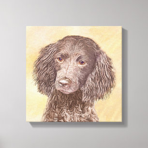American Water Spanel Malerei - Original Dog Art Leinwanddruck