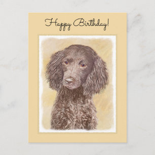 American Water Spanel Malerei - Original Dog Art Postkarte