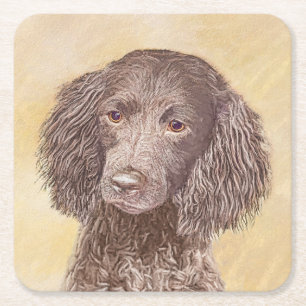 American Water Spanel Malerei - Original Dog Art Rechteckiger Pappuntersetzer