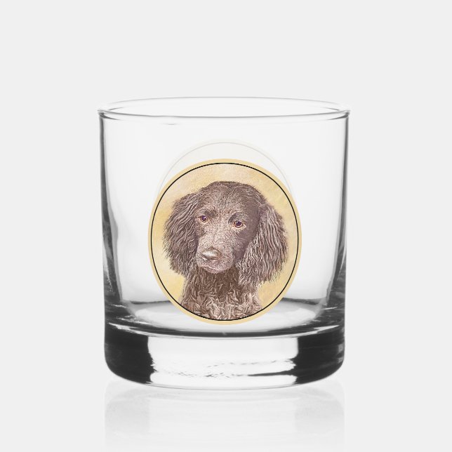 American Water Spanel Malerei - Original Dog Art Whiskyglas (Vorderseite)