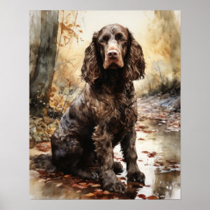 American Water Spaniel Dog Art Print Poster