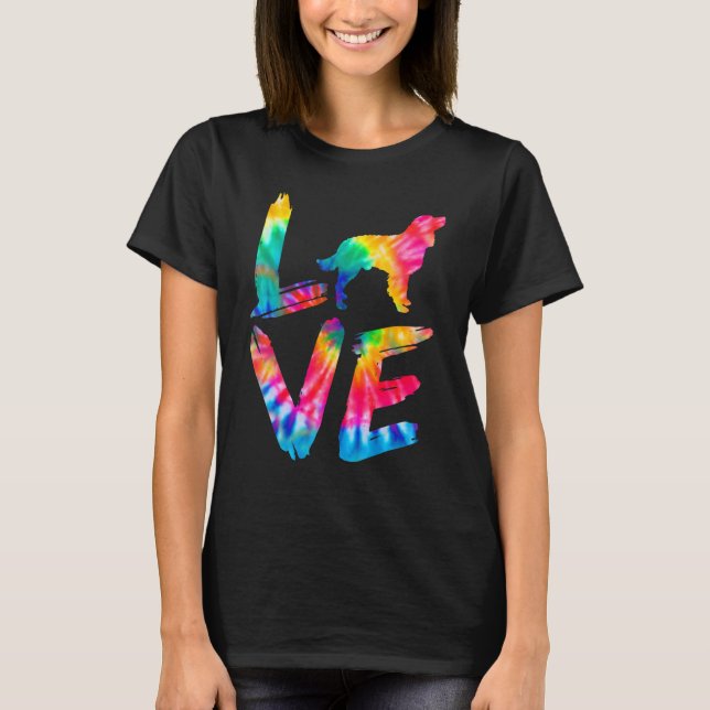 American Water Spaniel Gefärbte Krawatte Liebe Dog T-Shirt (Vorderseite)