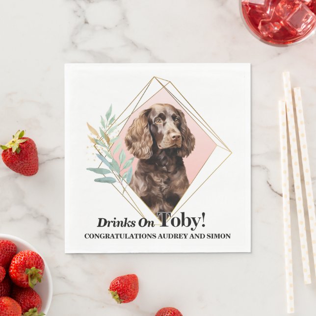 American Water Spaniel Hochzeit Napkins mit Foto Serviette (Beispiel)
