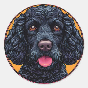 American Water Spaniel Rustikale Hundekunst Runder Aufkleber