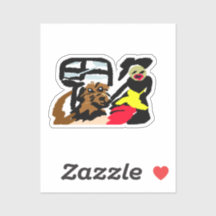 American Water Spaniel und Dame beim Spaziergang