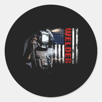 American Welder Welder American Flag Proud Welding Runder Aufkleber