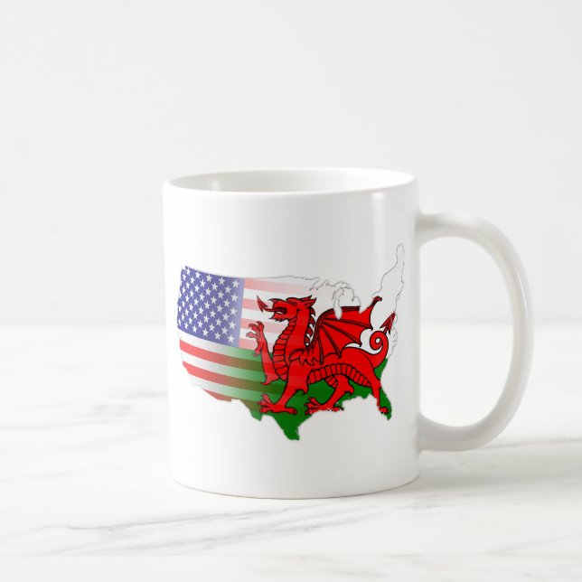 American Welsh Flags Map Kaffeetasse (Rechts)