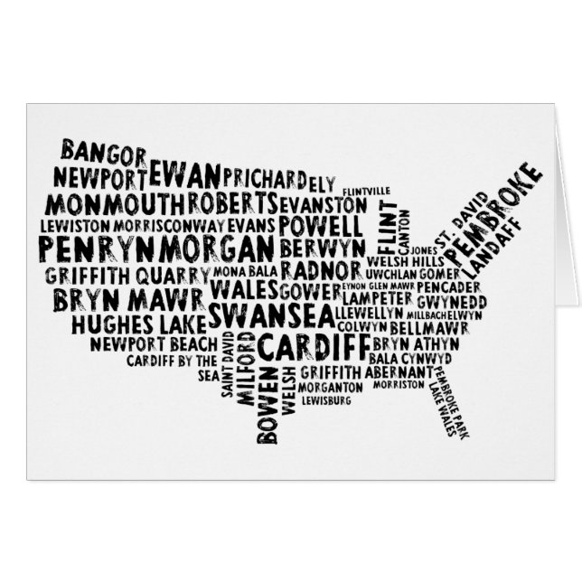American Welsh Place Names Karte (Vorderseite (Horizontal))