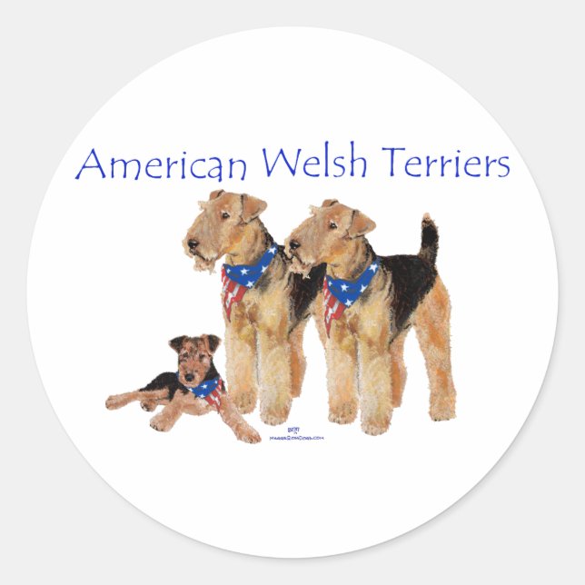 American Welsh Terriers Runder Aufkleber (Vorderseite)