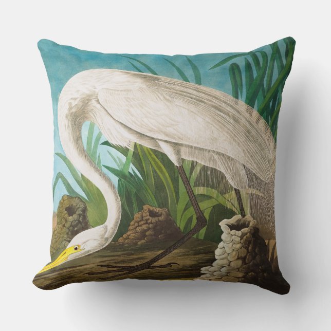 American White Heron von John James Audubon Kissen (Vorderseite)