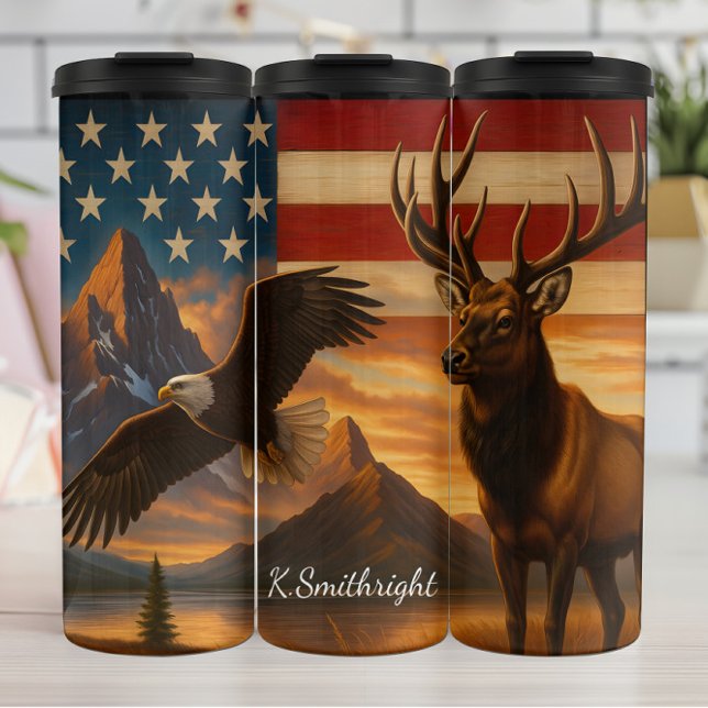 American Wilderness Patriotic Wildlife Scene Thermosbecher (Von Creator hochgeladen)