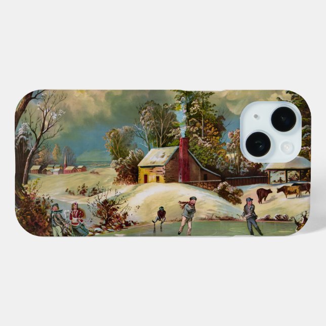 American Winter Life Weihnachtslandschaft Case-Mate iPhone Hülle (Rückseite (Horizontal))