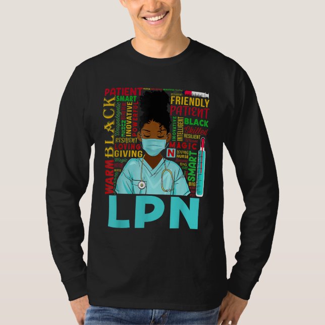American Women Black LPN Nurse Black History T-Shirt (Vorderseite)