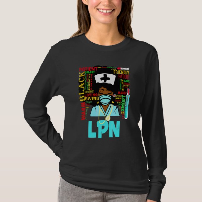 American Women Black Lpn Nurse T-Shirt (Vorderseite)