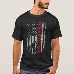 American Wrestling Bekleidung US Flag Wrestling fo T-Shirt