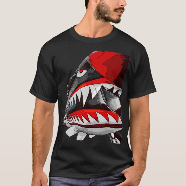 American WW2 Flugzeuge P40 Warhawk Flugzeug Spotti T-Shirt (Vorderseite)