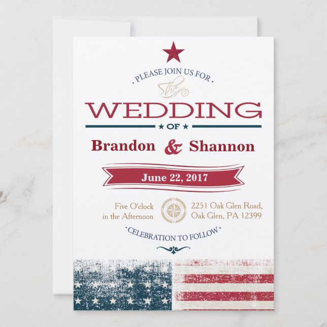 Americana 5.12x18.5 Hochzeitsankündigung Einladung (Vorderseite)