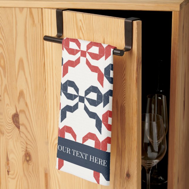 Americana Folk Art Bow Quilt Pattern Geschirrtuch (Drittel gefaltet)