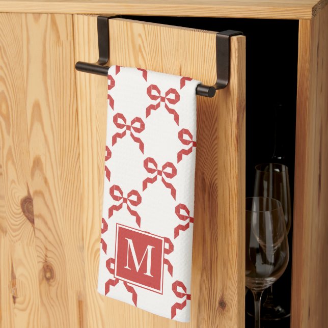 Americana Folk Art Red Bow Quilt Pattern Geschirrtuch (Drittel gefaltet)