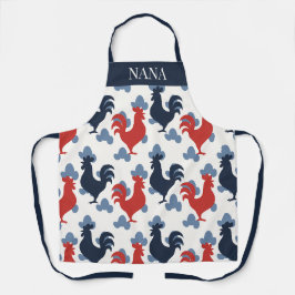 Americana Folk Art Roosters – Rustic Farm Pattern Schürze