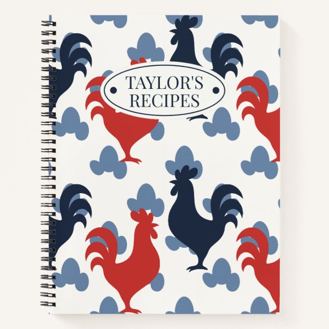Americana Folk Art Roosters – Rustic Farm Recipe Notizbuch (Vorderseite)