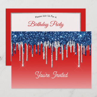 Americana Glitter Drip  Birthday Einladung