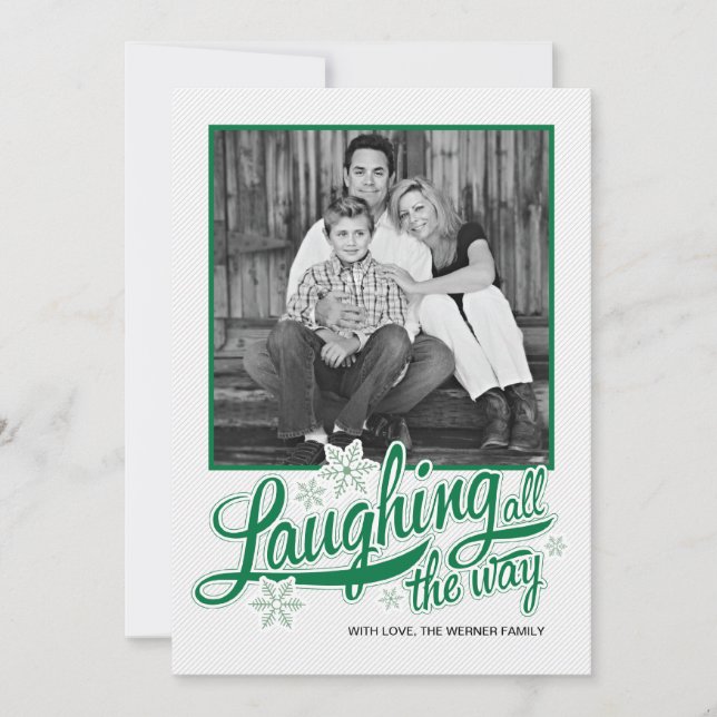 Americana Green Snowflake Carte photo de vacances (Devant)