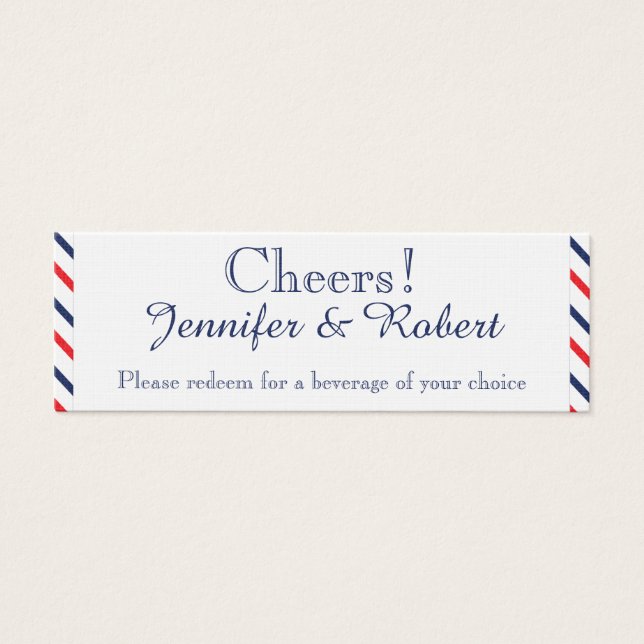 Americana Hearts Wedding Drinks Tickets (Vorderseite)