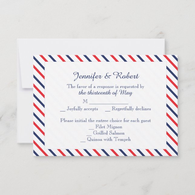 Americana Hearts Wedding Response Card RSVP Karte (Vorderseite)