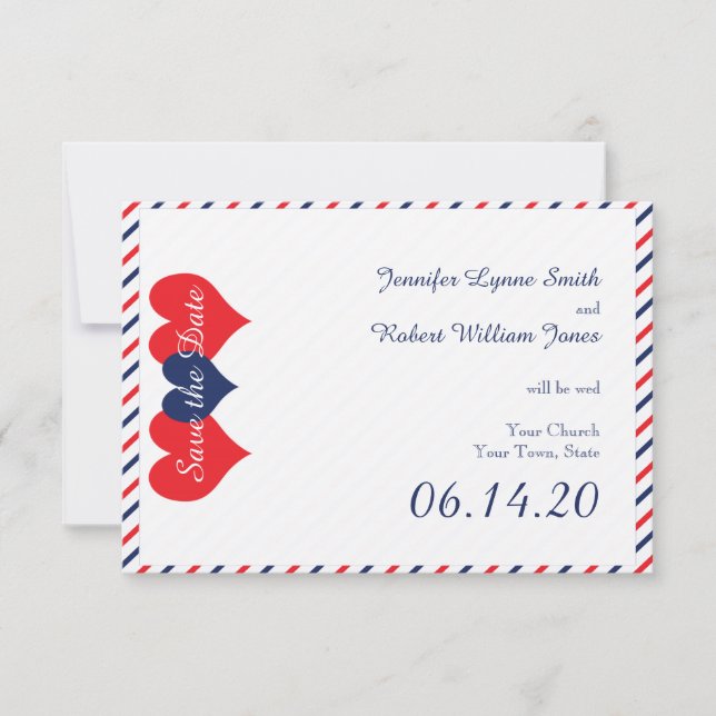 Americana Hearts Wedding Save the Date (Vorderseite)