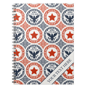 Americana Heritage Eagle Medaillon - Navy Rot Crem Notizblock
