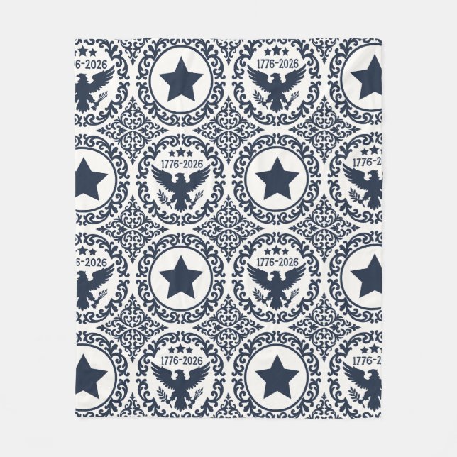 Americana Heritage Eagle Medallion (Navy Cream) Fleecedecke (Vorderseite)