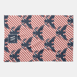 Americana Heritage Eagle Stripe Monogram Geschirrtuch