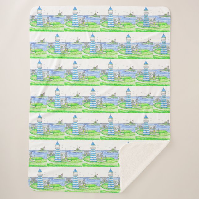 Americana Lighthouse Grande couverture Sherpa (Devant)