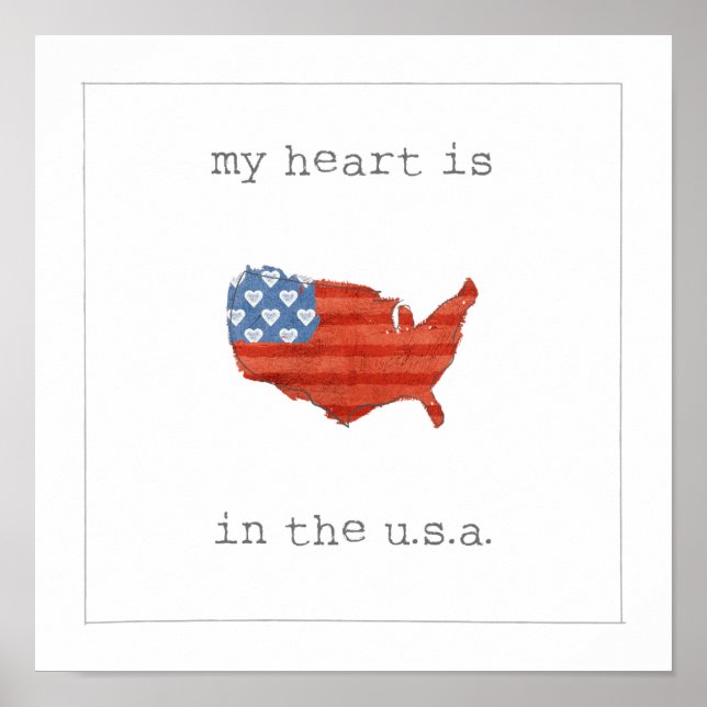 Americana | Mein Herz ist in der US-Karte Poster (Vorne)