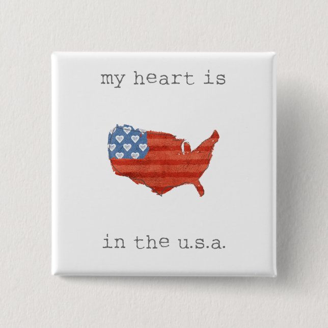 Americana| mein Herz ist in der USA-Karte Button (Vorderseite)