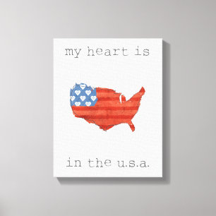 Americana  mein Herz ist in der USA-Karte Leinwanddruck