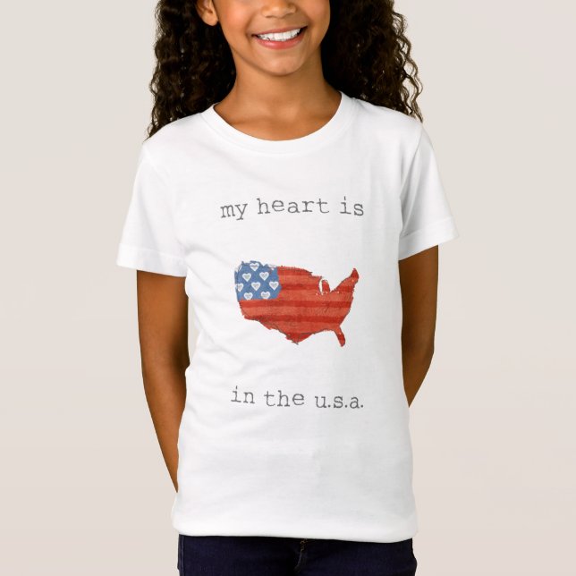 Americana| mein Herz ist in der USA-Karte T-Shirt (Vorderseite)