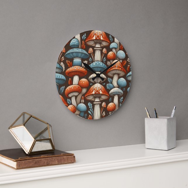 Americana Mushrooms Große Wanduhr (Büro)