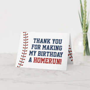 Americana Navy und Rot Baseball Geburtstag Danke Karte