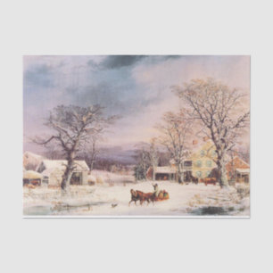 Americana Pferdeschlitten Schnee Winter Seidenpapi Seidenpapier