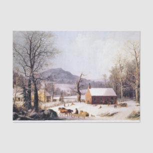 Americana Pferdeschlitten Schneereicher Winter Sei Seidenpapier