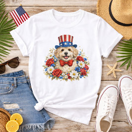 Americana Puppy Illustration T-Shirt