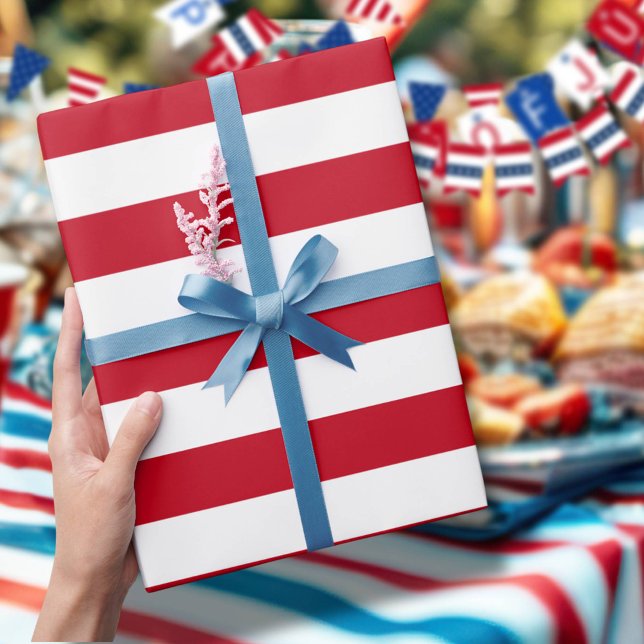 Americana Red And White Stripes Geschenkpapier Set (Von Creator hochgeladen)